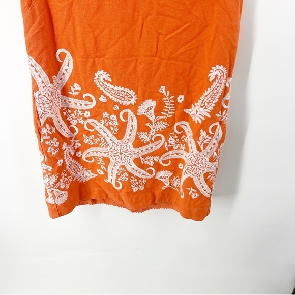 ✅ ANTHROPOLOGIE Maeve ORANGE/WHITE Embroidered Tunic Dress VISCOSE/LINEN SIZE 4 - Picture 4 of 8